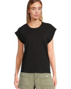 Women Mod-o-doc Cap Sleeve Mix Media Tee