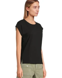 Women Mod-o-doc Cap Sleeve Mix Media Tee