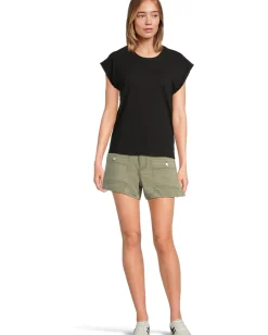 Women Mod-o-doc Cap Sleeve Mix Media Tee