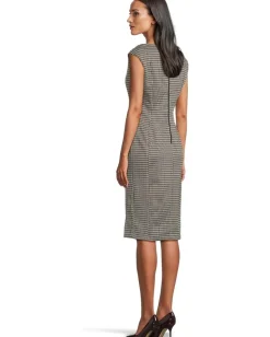 Women Calvin Klein Cap Sleeve Ponte Belted Sheath