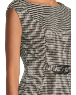 Women Calvin Klein Cap Sleeve Ponte Belted Sheath