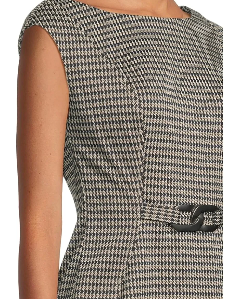 Women Calvin Klein Cap Sleeve Ponte Belted Sheath