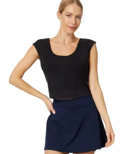 Jockey Active Cap Sleeve Tee with Shelf Bra Deep Black Outlet