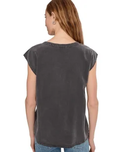 Mod-o-doc Cap Sleeve V-neck Long Tank Washed Ebony Online