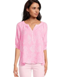 Lilly Pulitzer Caprina Top Rousseau Pink Cool As Shell Best