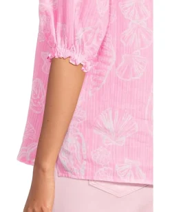 Lilly Pulitzer Caprina Top Rousseau Pink Cool As Shell Best
