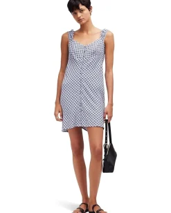 Women Madewell Cap-Sleeve Button-Front Mini Dress in Geometric Print