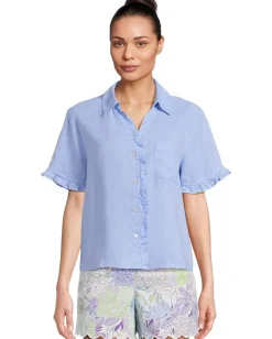 Lilly Pulitzer Carden Ruffle Top Jacaranda Blue Sale