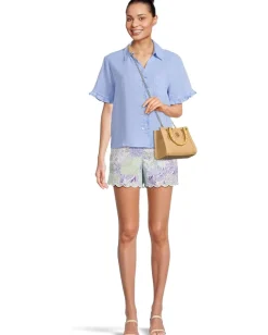 Lilly Pulitzer Carden Ruffle Top Jacaranda Blue Sale