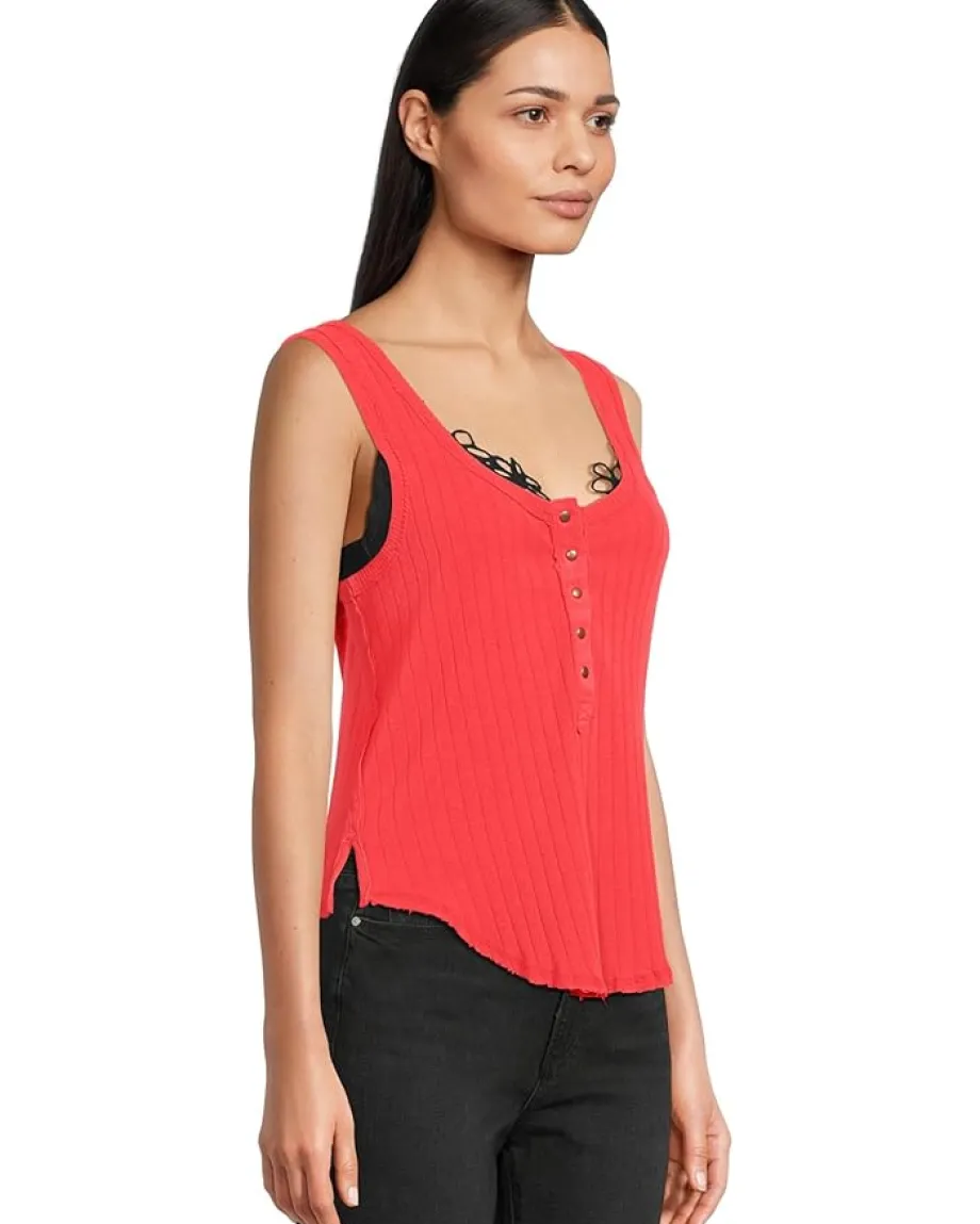 Free People Care Bryson Henley Tank Firey Red Best