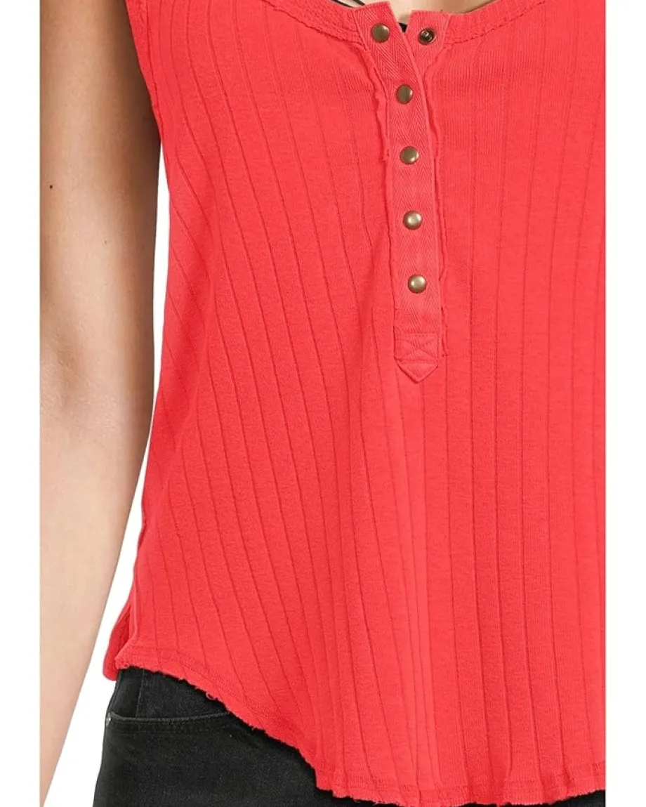 Free People Care Bryson Henley Tank Firey Red Best