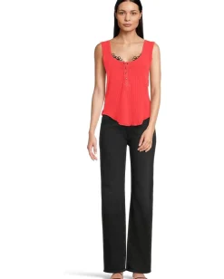 Free People Care Bryson Henley Tank Firey Red Best