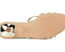 Women Kate Spade New York Carolina Metallic Leather Kitten Heel Sandals