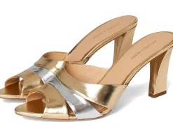 Veronica Beard Cassiel Slide Sandals Gold/Silver Discount