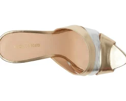 Veronica Beard Cassiel Slide Sandals Gold/Silver Discount