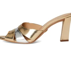 Veronica Beard Cassiel Slide Sandals Gold/Silver Discount