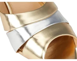 Veronica Beard Cassiel Slide Sandals Gold/Silver Discount