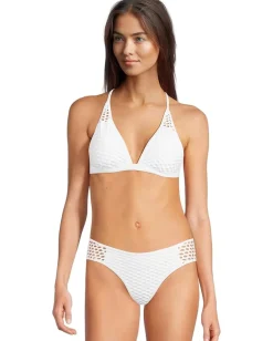BECCA Castaway Luna Textured Halter Top White Clearance