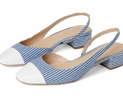 Veronica Beard Cecile Sling Blue/White Stripe Denim Online