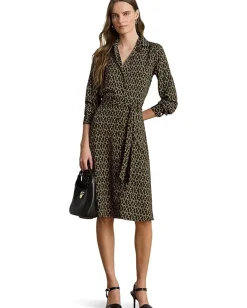 Lauren Ralph Lauren Chain-Print Crepe Shirtdress Black Multi Sale