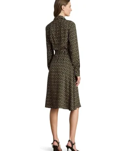 Lauren Ralph Lauren Chain-Print Crepe Shirtdress Black Multi Sale