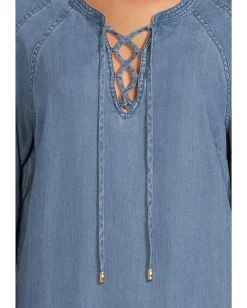 Tommy Bahama Chambray O'lei Lace-Up Dress Medium Indigo Wash Best