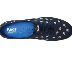 Keds Champion Canvas Lace Up Navy/Pink Rose Embroidery Discount