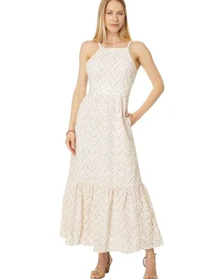 Women Lilly Pulitzer Charlese Eyelet Halter Maxi Dress