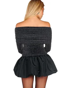 Show Me Your Mumu Charlize Mini Dress Black Dancing Queen Shine New