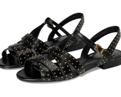 Vince Camuto Chaya Studded Gladiator Flat Sandals Black
