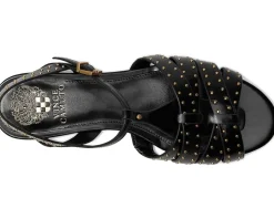 Vince Camuto Chaya Studded Gladiator Flat Sandals Black