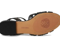 Vince Camuto Chaya Studded Gladiator Flat Sandals Black