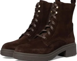 Cole Haan Cherise Lace-Up Lug Boots Dark Chocolate Suede Waterproof New