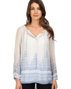 Women Lucky Brand Chevron Peasant Top