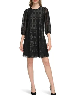 Calvin Klein Chiffon A-Line with Lurex Black