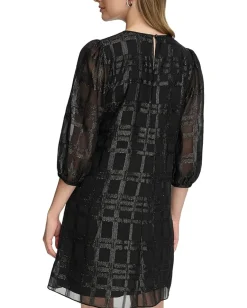 Calvin Klein Chiffon A-Line with Lurex Black