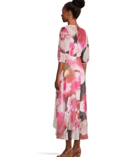 Women Calvin Klein Chiffon Floral Faux Wrap