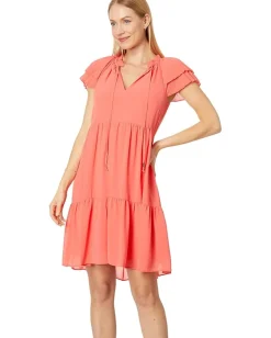 Women Vince Camuto Chiffon Pleated Sleeve Float Dress