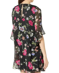 Women Calvin Klein Chiffon Print Bell Sleeve Dress