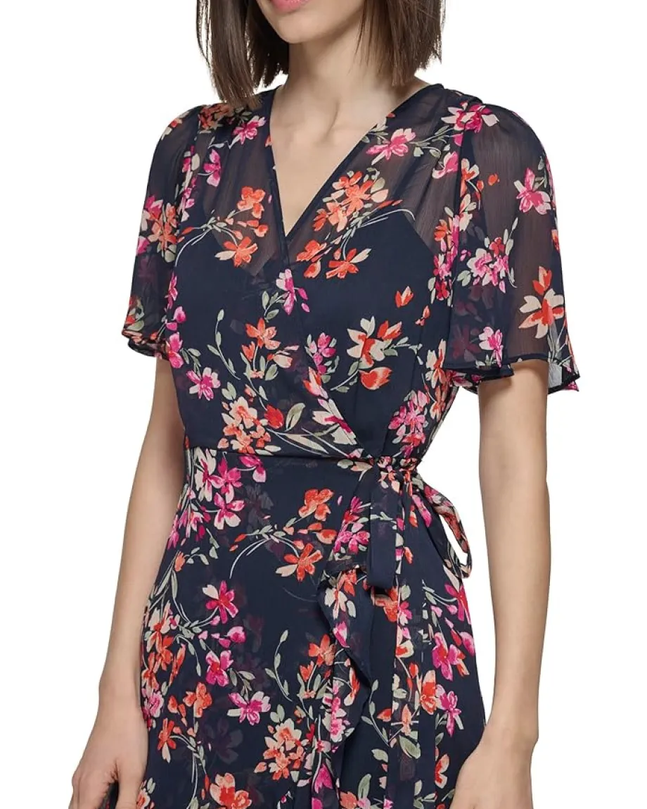 Women Calvin Klein Chiffon Print Maxi Dress