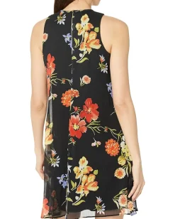 Women Calvin Klein Chiffon Print Sleeveless Shift Dress