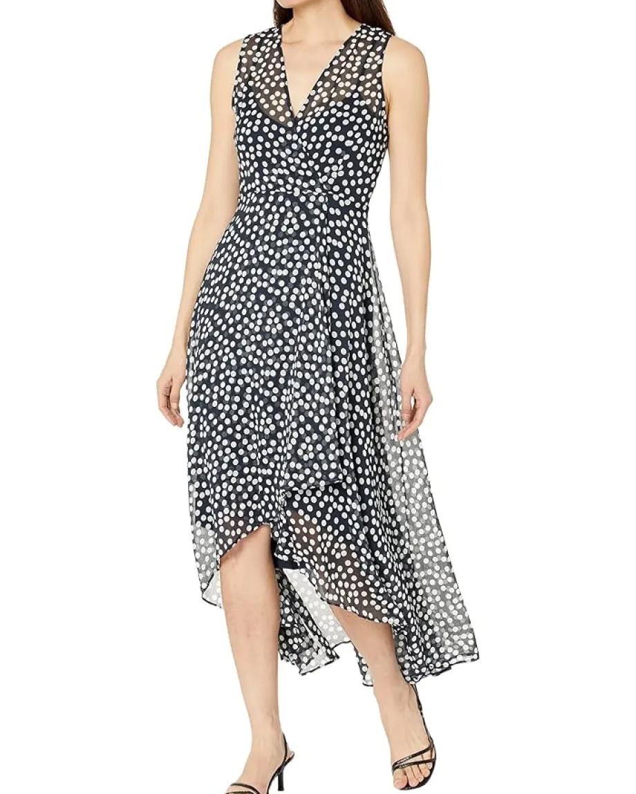 Women Calvin Klein Chiffon Print V-Neck Maxi Dress