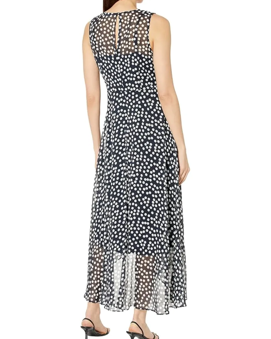 Women Calvin Klein Chiffon Print V-Neck Maxi Dress