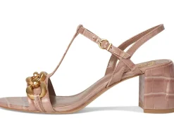 Vince Camuto Chirie Chain Link Block Heel Sandals Chai Latte