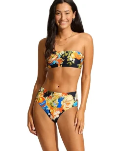 Seafolly Ciao Bella Bandeau True Navy New