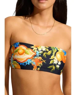 Seafolly Ciao Bella Bandeau True Navy New