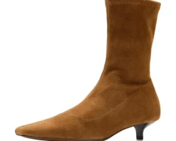 Madewell Ciel Kitten Heel Glove Bootie - Suede Warm Chestnut Clearance