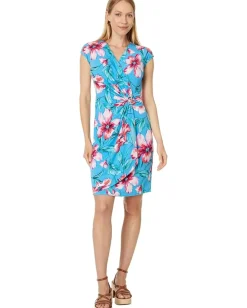 Tommy Bahama Clara Stripe Barts Blossom Dress Pacific Cyan Clearance
