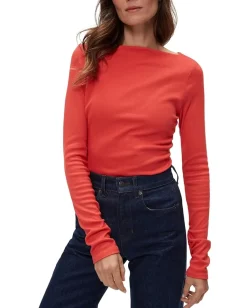 Women Michael Stars Clarke Knife Neck Ruched Tee