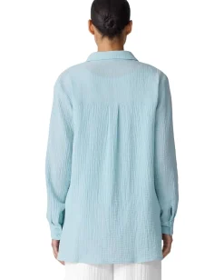 Eileen Fisher Classic Collar Shirt Pale Sky New
